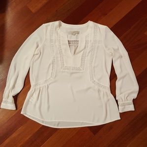 Cream Crochet long sleeve blouse